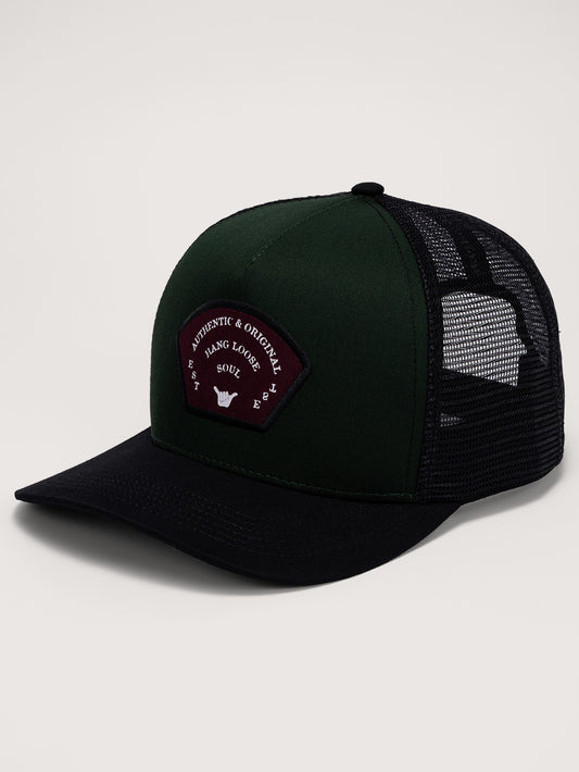 Boné Aba Curva Preto com Oliva Hang Loose Trucker Wifi