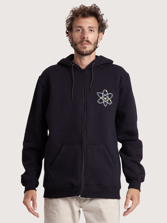 Moletom Aberto Canguru Preto Hang Loose Atom