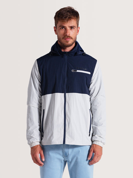 Jaqueta Corta Vento Azul Com Off White Hang Loose Wind