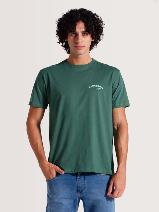 Camiseta Verde Manga Curta Hang Loose Mountain