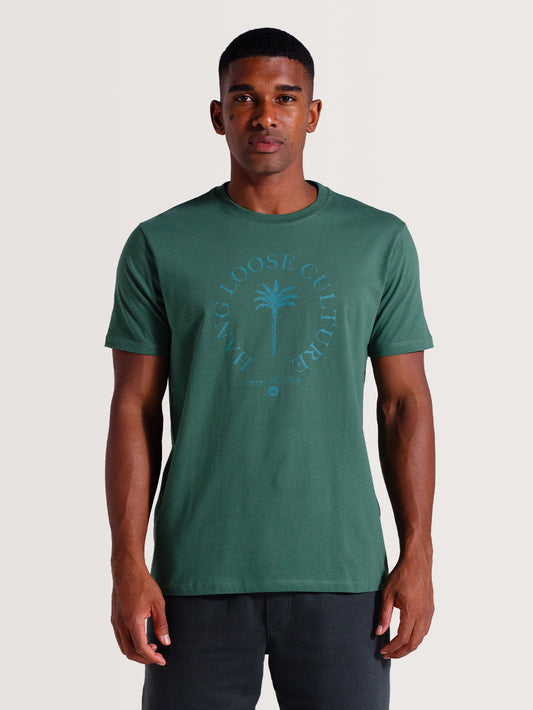 Camiseta Verde Manga Curta Hang Loose Palm