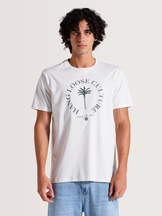 Camiseta Off White Manga Curta Hang Loose Palm