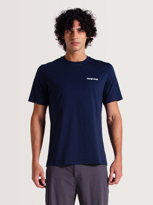 Camiseta Azul Marinho Manga Curta Especial Hang Loose Lettering