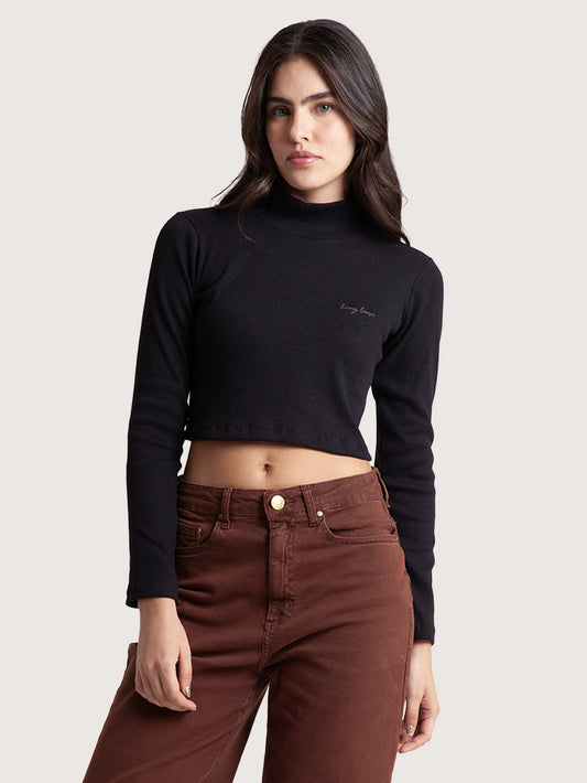 Camiseta Manga Longa Preta Hang Loose Turtle Neck