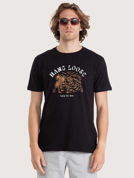 Camiseta Manga Curta Preta Hang Loose Desert