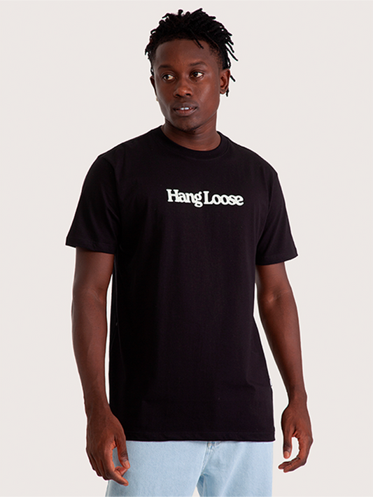 Camiseta Manga Curta Hang Loose Typo Preta