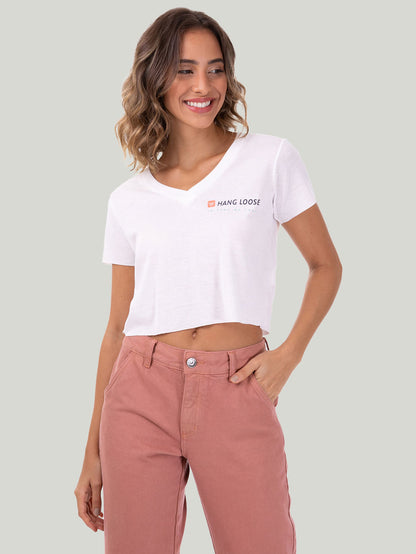 Blusa Cropped Hang Loose Surf Topaze Off White
