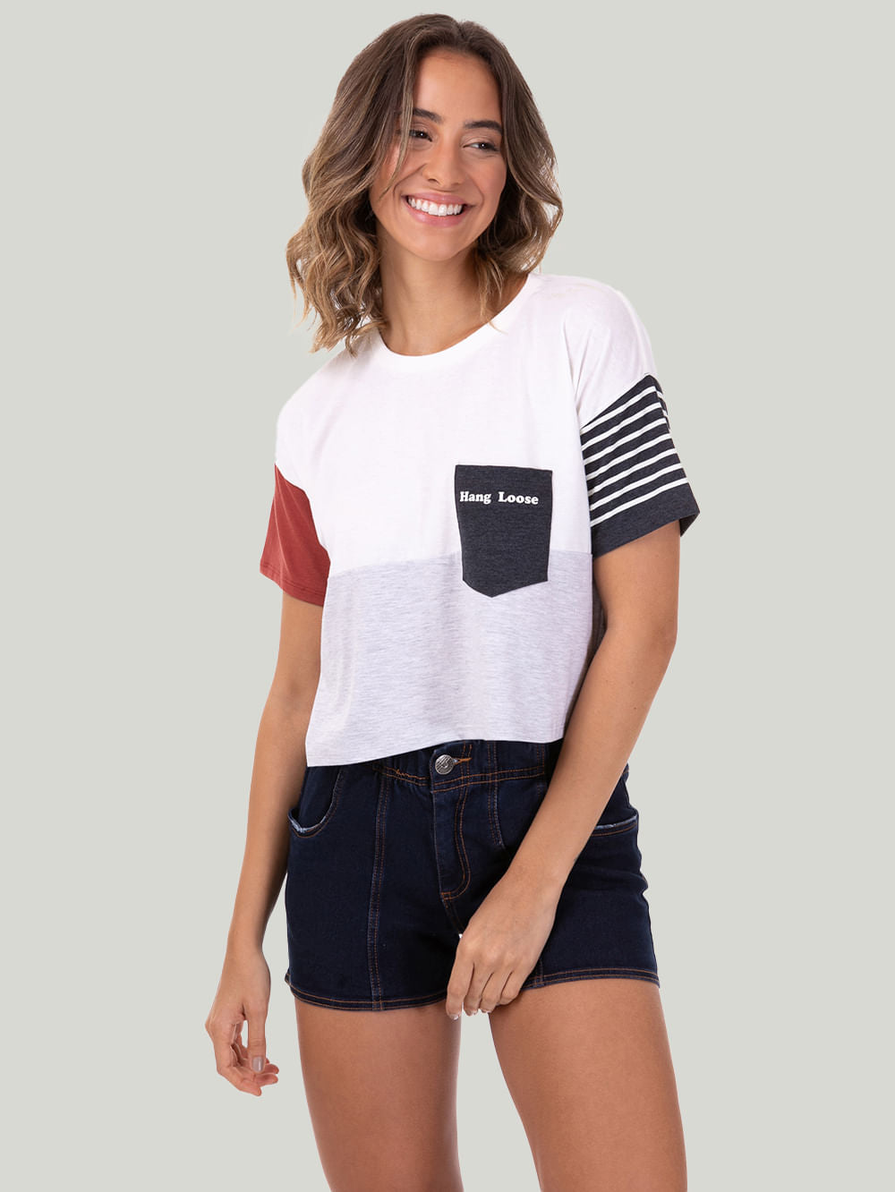 Blusa Cropped Hang Loose Collors Off White