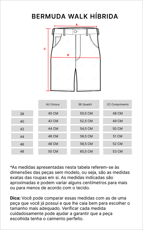 Tabela de medidas