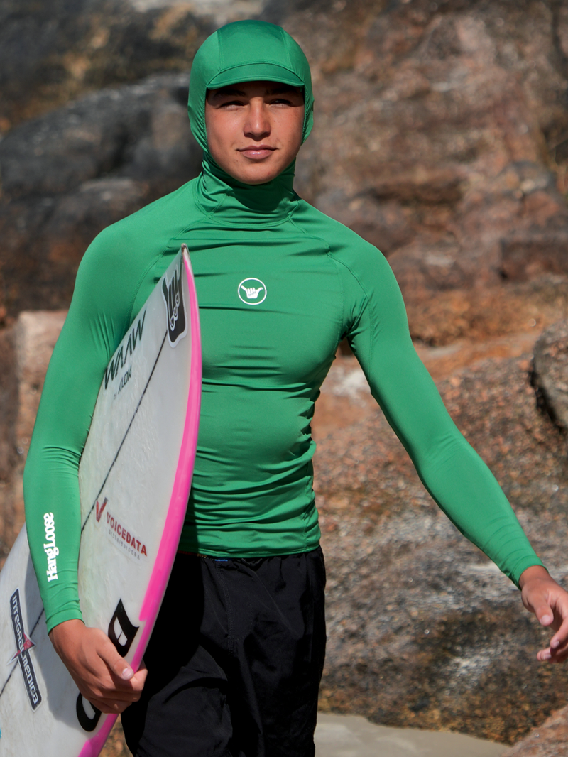 Camiseta Surf com Capuz Verde Escuro Hang Loose Hood