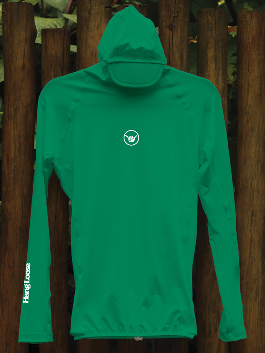 Camiseta Surf com Capuz Verde Escuro Hang Loose Hood
