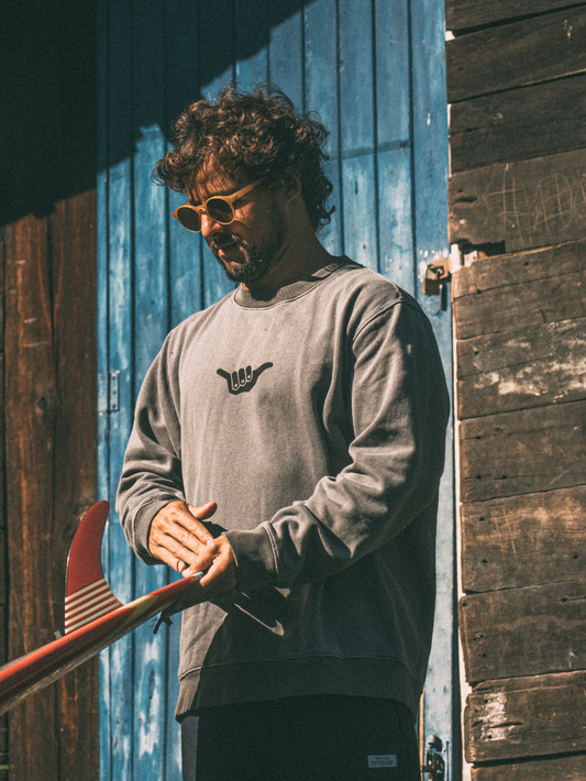 Moletom Careca Preto Hang Loose Retro Washed