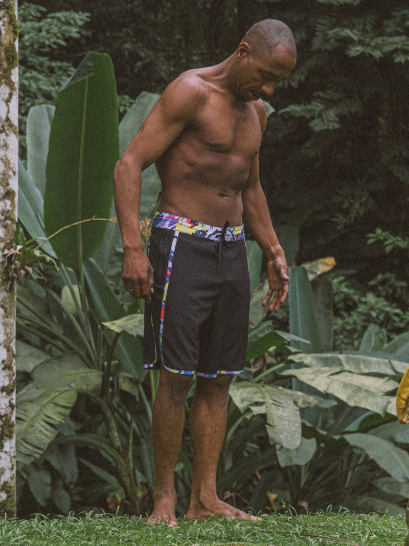 Boardshorts 19" Hang Loose Block Preto