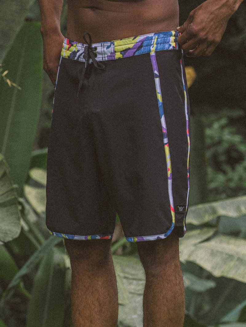 Boardshorts 19" Hang Loose Block Preto