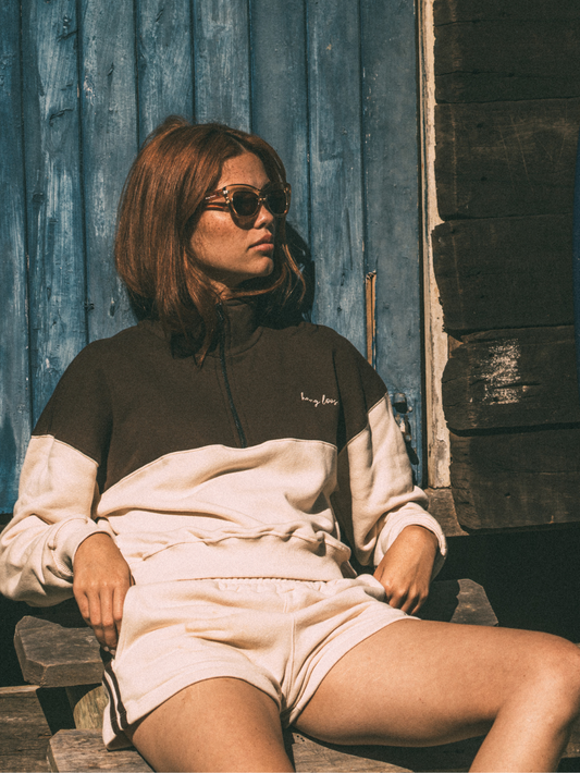 Moletom Canguru Special Cut Hang Loose Off White Bicolor