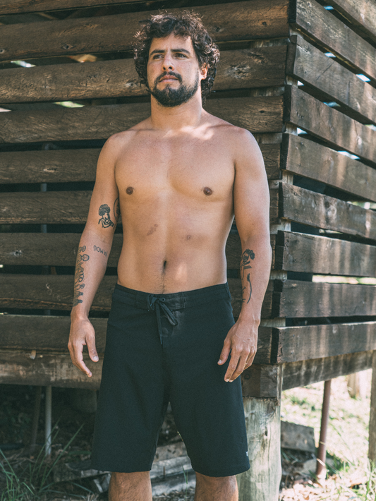 Boardshorts 18” Preto Hang Loose Logo