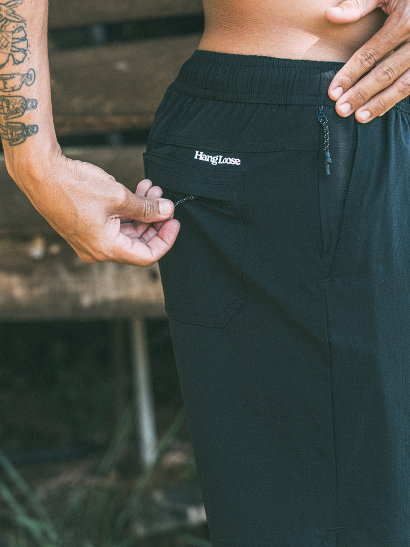 Bermuda Elástico Importada Hang Loose Zip Preta