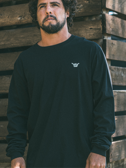 Camiseta Manga Longa Preto Hang Loose Logo