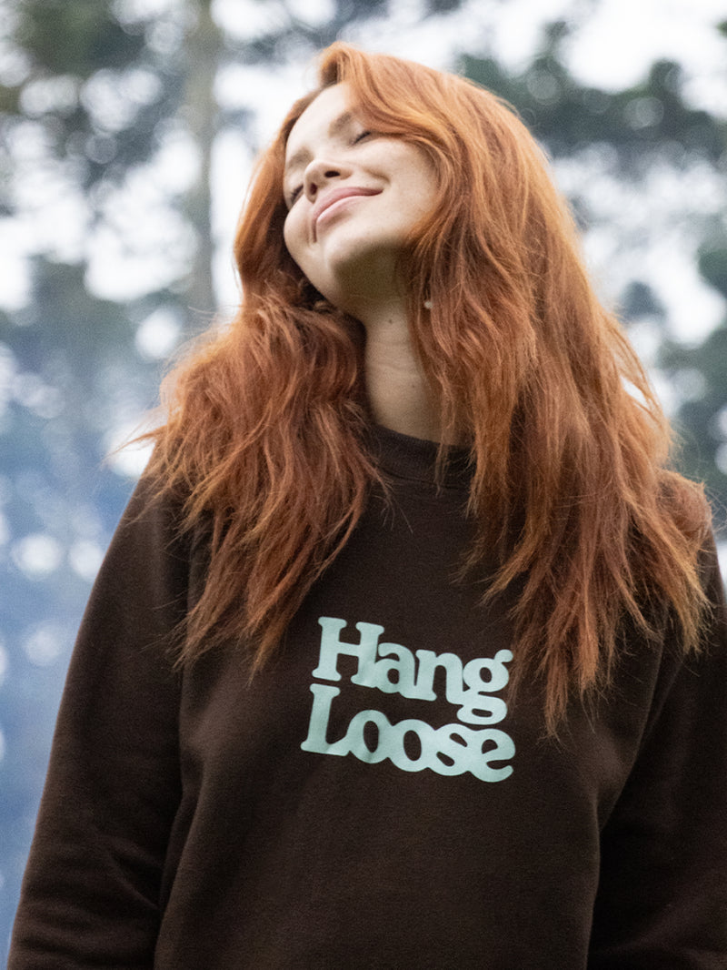 Moletom Careca Marrom Feminino Hang Loose Basic