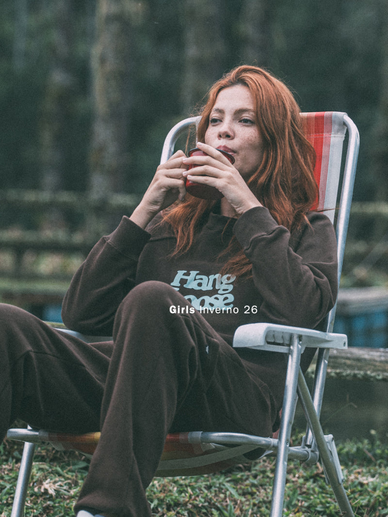 Moletom Careca Marrom Feminino Hang Loose Basic