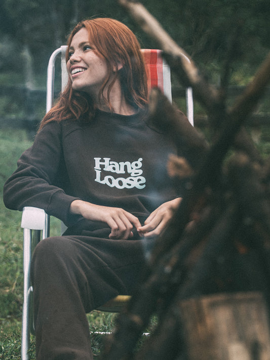 Moletom Careca Marrom Feminino Hang Loose Basic