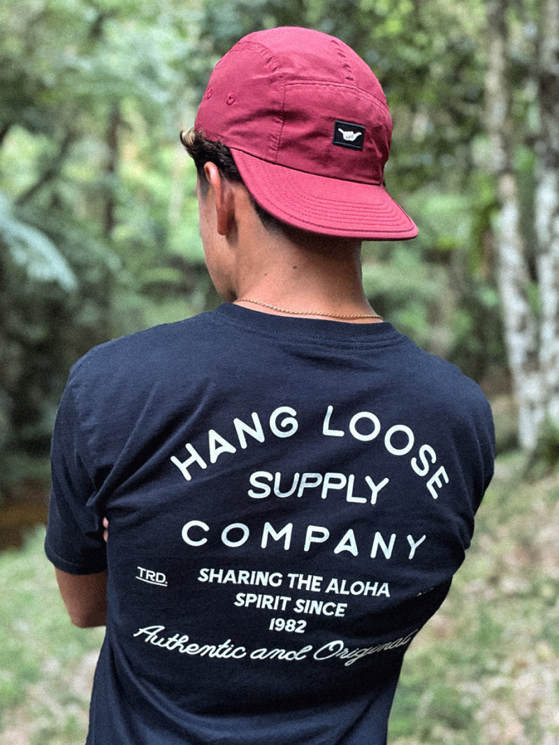 Boné Aba Reta Bordô Hang Loose Label Patch Five Panel
