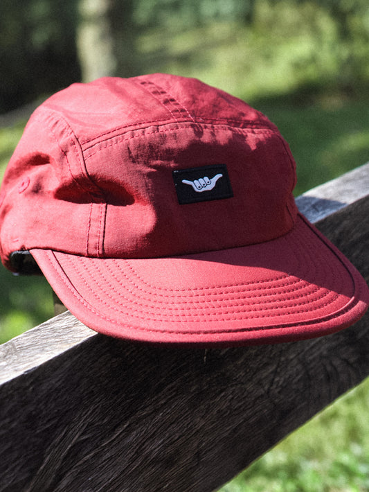 Boné Aba Reta Bordô Hang Loose Label Patch Five Panel