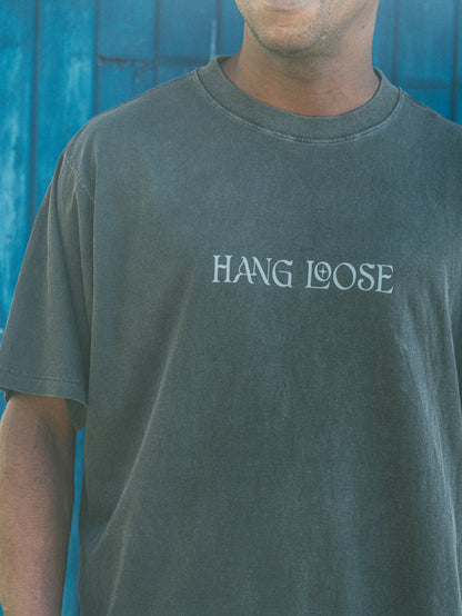 Camiseta Loose Fit Estonada Preta Hang Loose Peace