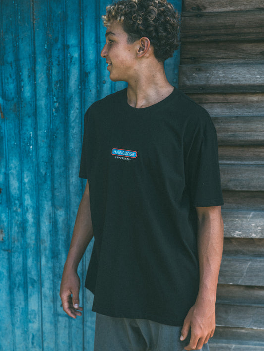 Camiseta Loose Fit Preta Masculina Hang Loose Kanji