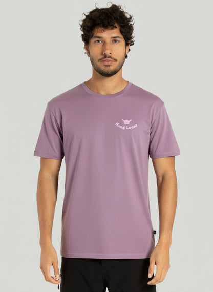 Camiseta Manga Curta Roxa Hang Loose Emoji