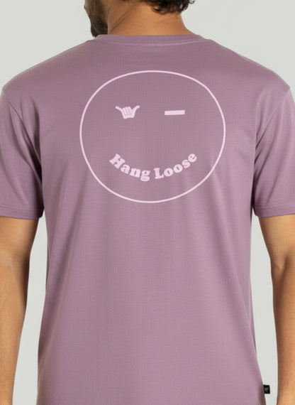 Camiseta Manga Curta Roxa Hang Loose Emoji