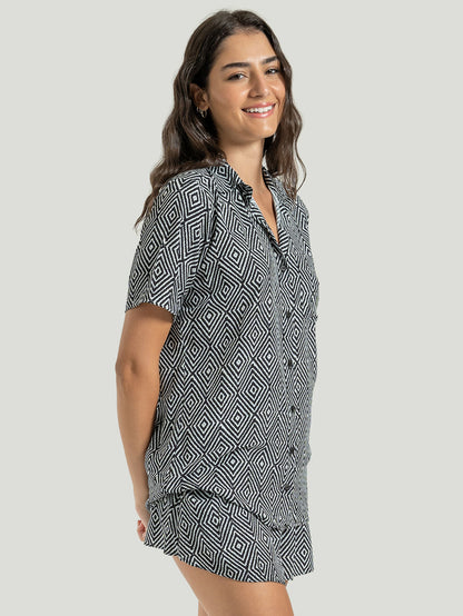 Camisa Hang Loose Geometric Preta