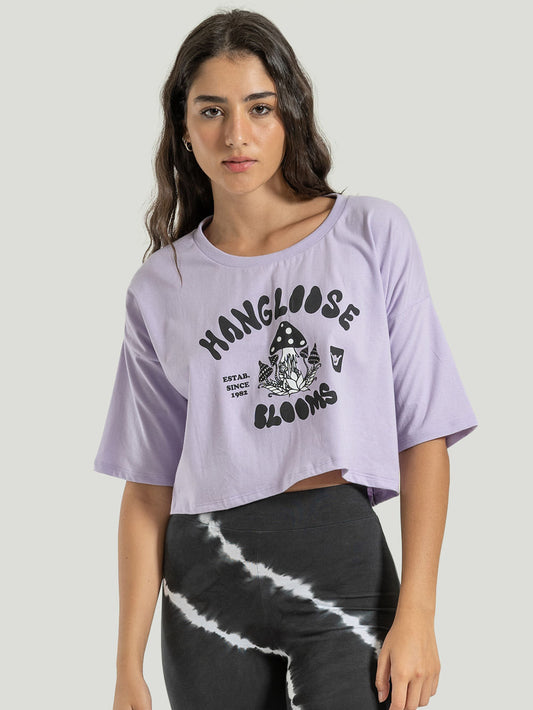 Cropped Hang Loose Blooms Lilás