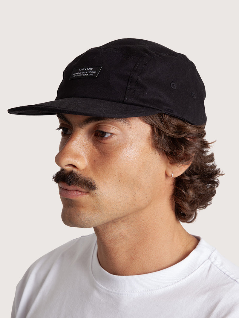Boné Aba Reta Preto Hang Loose Label Five Panel