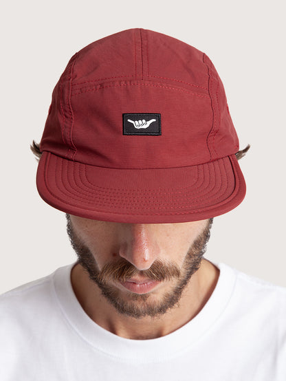 Boné Aba Reta Bordô Hang Loose Label Patch Five Panel
