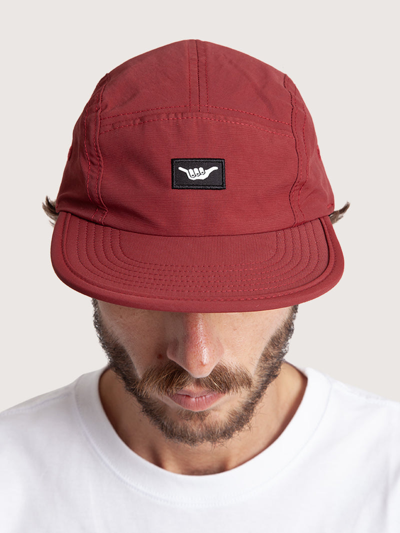 Boné Aba Reta Bordô Hang Loose Label Patch Five Panel
