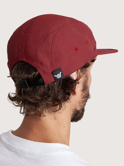 Boné Aba Reta Bordô Hang Loose Label Patch Five Panel