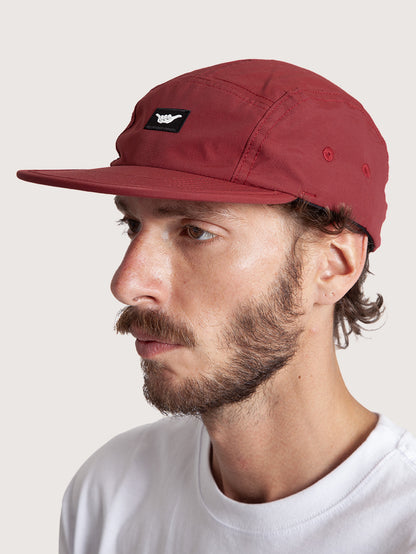 Boné Aba Reta Bordô Hang Loose Label Patch Five Panel