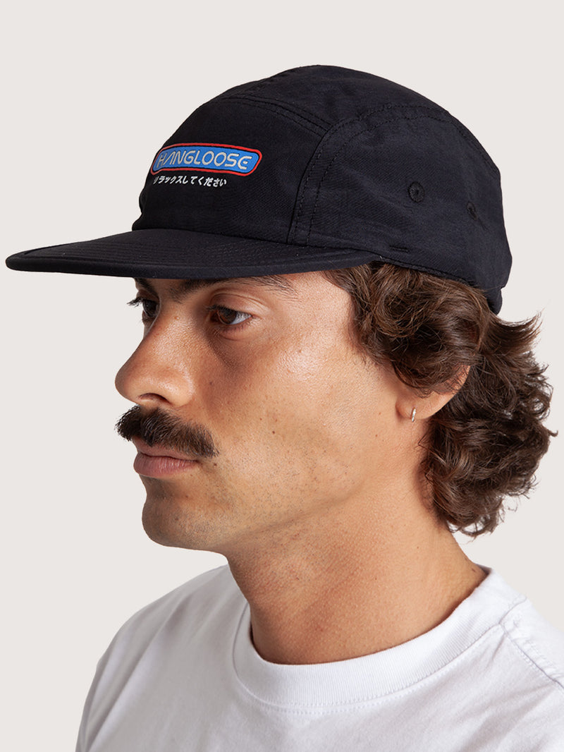 Boné Preto Hang Loose Kanji Five Panel com Aba em EVA
