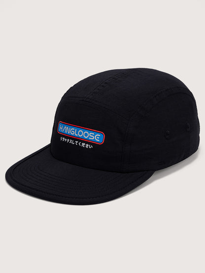 Boné Preto Hang Loose Kanji Five Panel com Aba em EVA