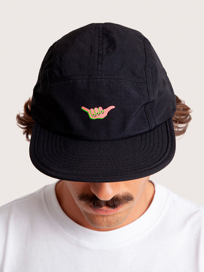 Boné Aba Reta Preto Hang Loose Retro Five Panel