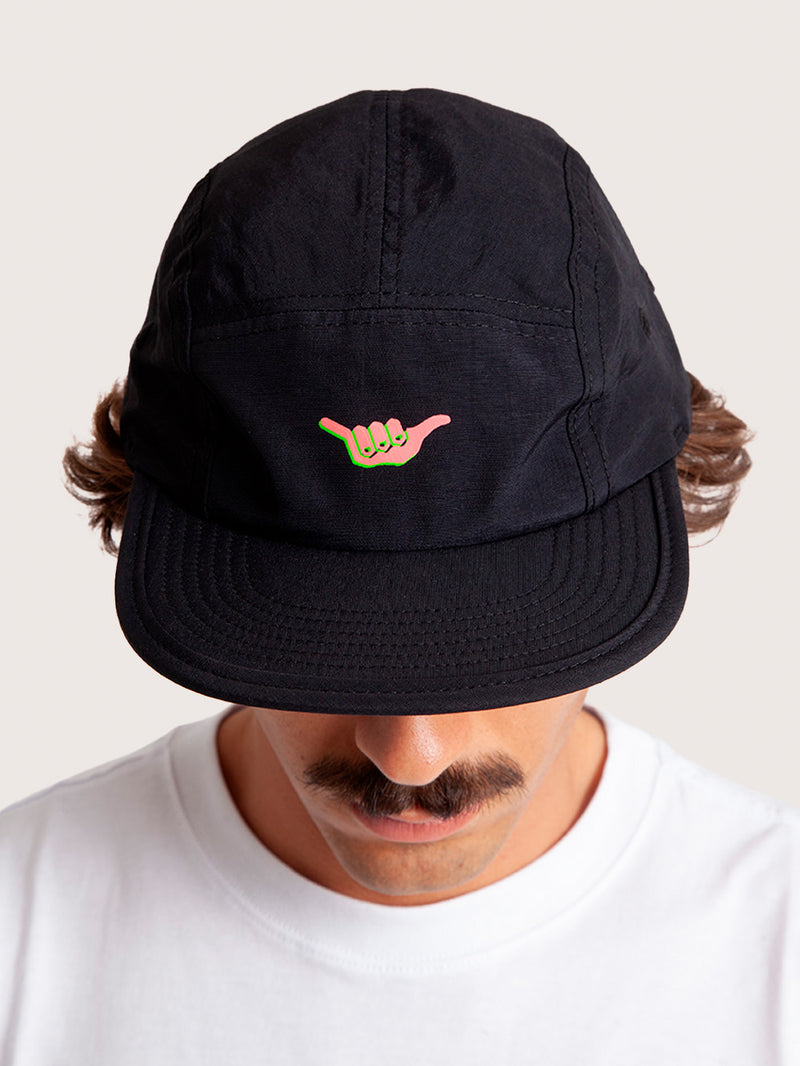 Boné Aba Reta Preto Hang Loose Retro Five Panel