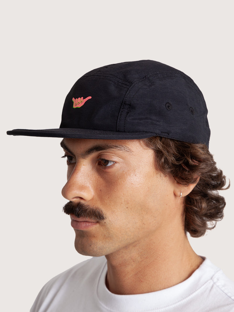 Boné Aba Reta Preto Hang Loose Retro Five Panel