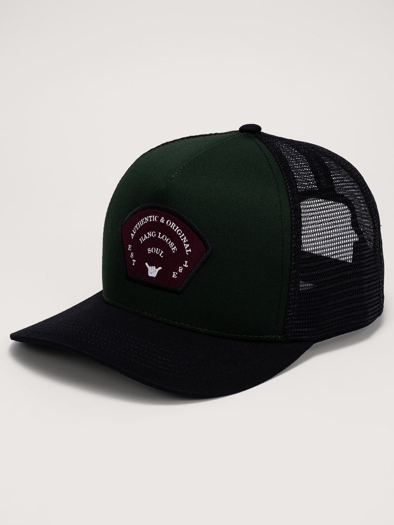Boné Aba Curva Preto com Oliva Hang Loose Trucker Wifi