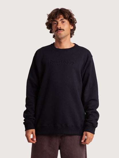 Moletom Careca Preto Hang Loose Emboss