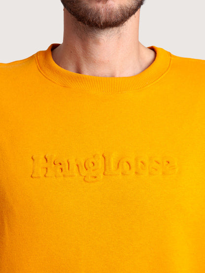 Moletom Careca Mostarda Hang Loose Emboss
