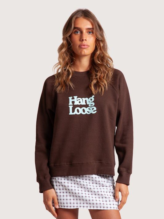 Moletom Careca Marrom Feminino Hang Loose Basic
