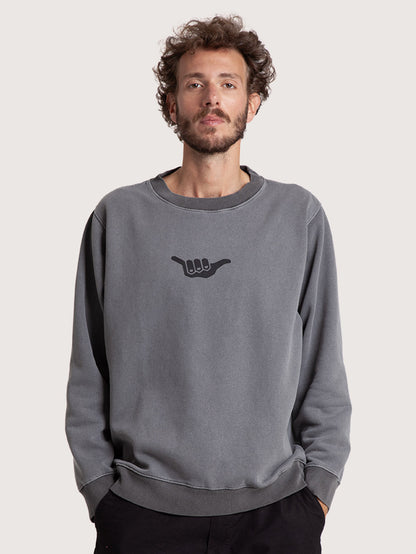 Moletom Careca Preto Hang Loose Retro Washed