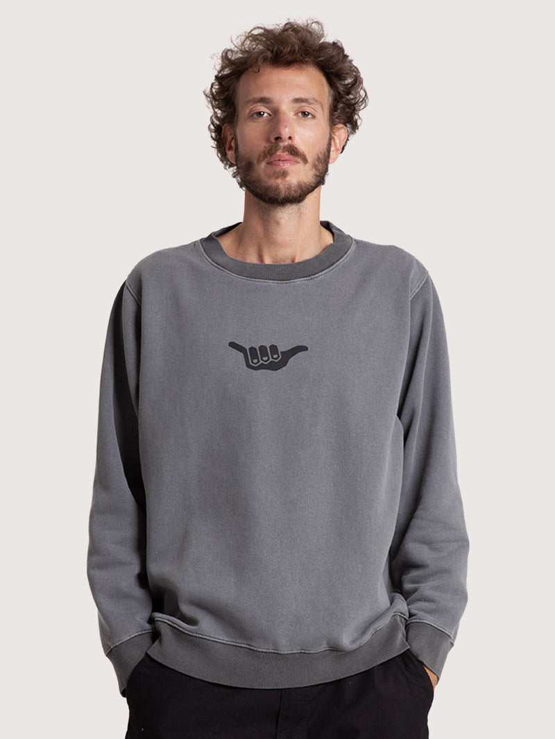 Moletom Careca Preto Hang Loose Retro Washed
