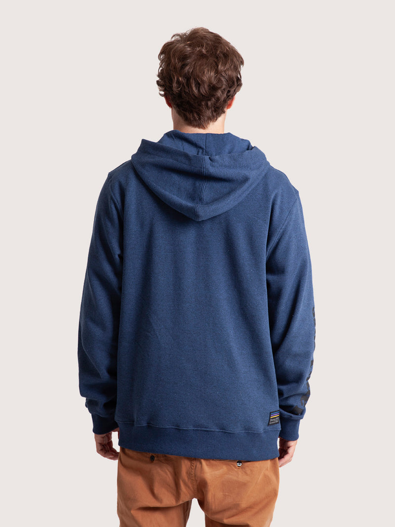 Moletom Canguru Aberto Azul Mescla Hang Loose Salute